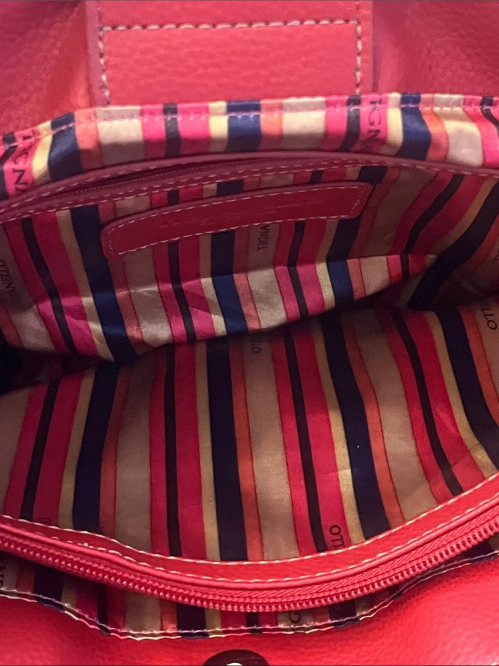 Tignanello Leather Red Leather Tote Bag